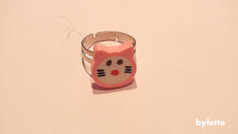Children\'s ring adjustable fimo cat